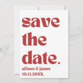 Vet Rood Typografie Unieke Moderne Esthetische Fot Save The Date (Voorkant)