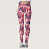 Vet rood wit blauw Fireworks-Stropdas-kleurstofpat Leggings (Voorkant)
