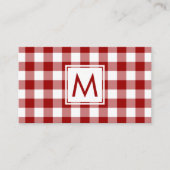 Vet Rood Wit Buffel Plaid Patroon Monogram Visitekaartje (Voorkant)