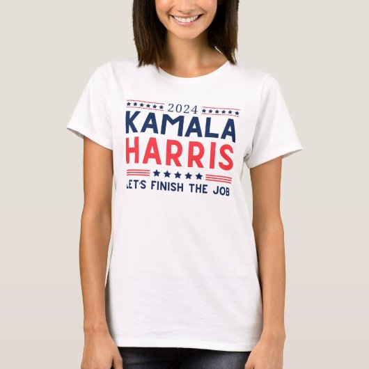 Vet Rood, Wit en Blauw Kamala Harris 2024 T-shirt (Voorkant)