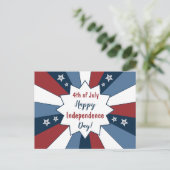 Vet Rood Wit En Blauw Patriottische Sterren Feestdagenkaart (Staand voorkant)