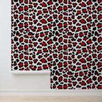 Vet Rood Wit en Zwart Punk Luipaard Print jaren 80