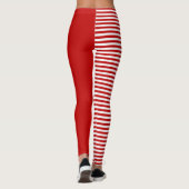 Vet Rood & Wit Gestreept Patroon Modern Minimalist Leggings (Achterkant)
