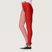 Vet Rood & Wit Gestreept Patroon Modern Minimalist Leggings (Links)