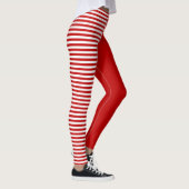 Vet Rood & Wit Gestreept Patroon Modern Minimalist Leggings (Rechts)