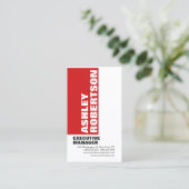 Vet Rood Wit Moderne Professionele Minimalist Visitekaartje (Staand voorkant)