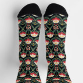 Vet Rood & Wit Protea Flowers Zwart Crew Sokken (Top)