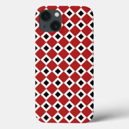 Vet Rood, Wit, Zwart Diamant Patroon Case-Mate iPhone Case