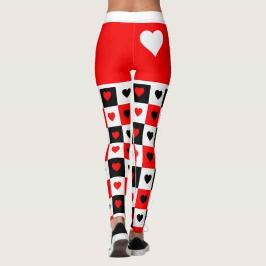 Vet rood, wit, zwart, zwart, Trendy XOXO Leggings (Achterkant)