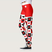 Vet rood, wit, zwart, zwart, Trendy XOXO Leggings (Links)