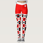 Vet rood, wit, zwart, zwart, Trendy XOXO Leggings (Voorkant)