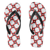 Vet rood, zwart en wit grafisch pinwheel teenslippers (Voetbed)