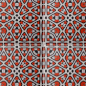 Vet rood zwart wit symmetrisch geometrisch patroon tegeltje