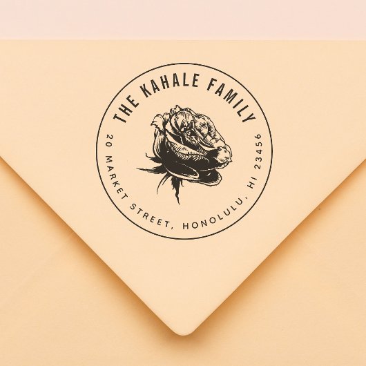 Vet Roos | Aangepast familienaam en retouradres Rubberstempel