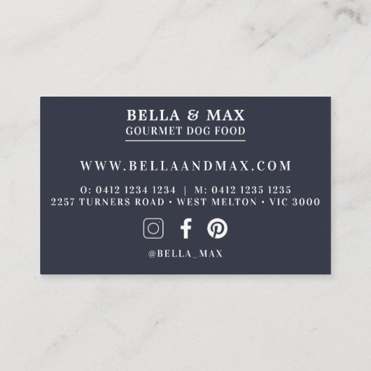 Vet Roos Gold Dog Bone Pattern Visitekaartje (Achterkant)