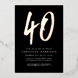 Vet roos gouden stijlvol feest op 40ste verjaardag folie uitnodiging