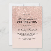 Vet roos goudglitter elegant chic Quinceañera Kaart (Voorkant)