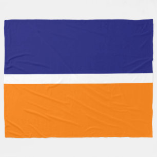Vet Royal Navy Blue Helder Sinaasappel kleurenblok Fleece Deken
