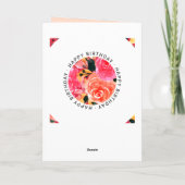 Vet roze Aangepaste Floral Waterverf Birthday Kaart (Achterkant)