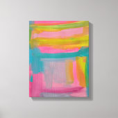 Vet Roze Blauw en Geel Abstract schilderen Canvas Afdruk (Voorkant)