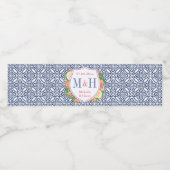 Vet roze bloemen Citrus Blue Tegel Weddenschap Cre Waterfles Etiket (Enkel label)