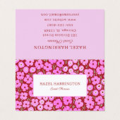 Vet Roze Bloemen Gevouwen Visitekaartje Schattige (Buitenkant ongevouwen)