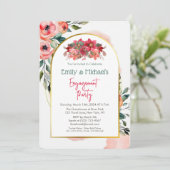 Vet Roze Bloemen Spring Blooms Engagement Party Kaart (Staand voorkant)