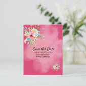 Vet Roze Bloemen Sweet 16 Flat Save The Date Kaart (Staand voorkant)