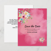 Vet Roze Bloemen Sweet 16 Flat Save The Date Kaart (Voorkant / Achterkant)