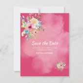 Vet Roze Bloemen Sweet 16 Flat Save The Date Kaart (Voorkant)