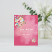 Vet Roze Bloemen Sweet 16 Flat Save The Date Kaart (Staand voorkant)