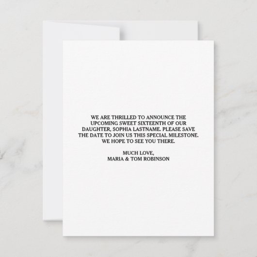 Vet Roze Bloemen Sweet 16 Flat Save The Date Kaart (Achterkant)