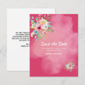 Vet Roze Bloemen Sweet 16 Flat Save The Date Kaart (Voorkant / Achterkant)
