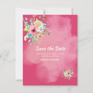 Vet Roze Bloemen Sweet 16 Flat Save The Date Kaart