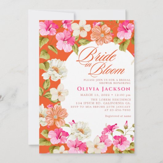 Vet Roze Bloemenbruid in bloei Vrijgezellenfeest Kaart (Voorkant)