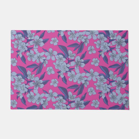 Vet roze bloemende deurmat (61x91 cm) (Voorkant)