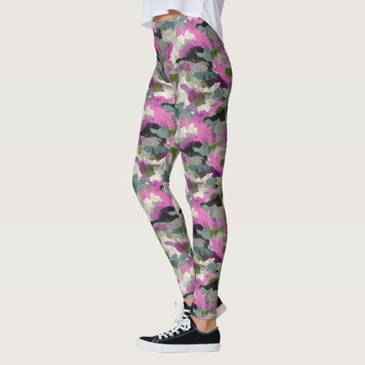 Vet roze camouflagepatroon leggings (Links)