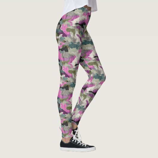 Vet roze camouflagepatroon leggings (Rechts)