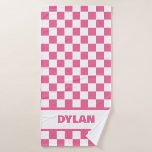 Vet Roze Checkerboard Badhanddoek (Badhanddoek)
