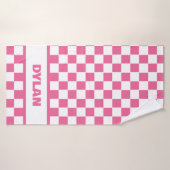 Vet Roze Checkerboard Badhanddoek (Badhanddoek)