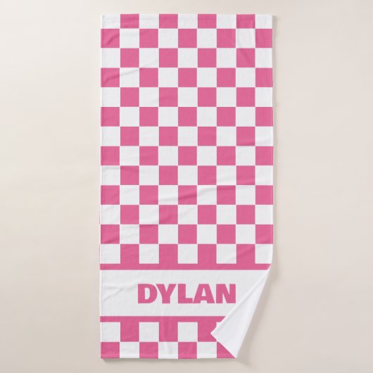 Vet Roze Checkerboard Badhanddoek (Badhanddoek)