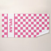 Vet Roze Checkerboard Badhanddoek (Badhanddoek)