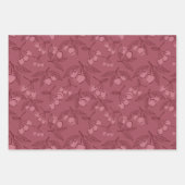 Vet Roze & Cherry Rood & Turquoise Girly Cherries Inpakpapier Vel (Voorkant 3)