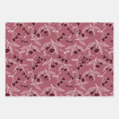 Vet Roze & Cherry Rood & Turquoise Girly Cherries Inpakpapier Vel (Voorkant)
