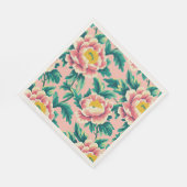 Vet roze chinoiserie bloemenpapier servet (Hoek)