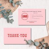 Vet Roze Custom Bedankt Card voor Small Business Visitekaartje