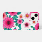 Vet Roze Daisy Patroon Telefoonhoes iPhone Hoesje (Achterkant horizontaal)