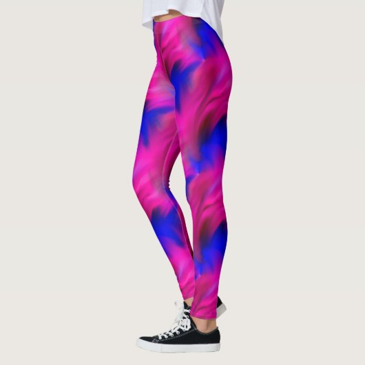 Vet roze en blauw Abstract kunstpatroon Leggings (Links)