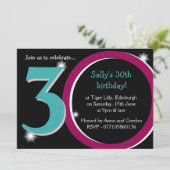 Vet roze en Blauwgroen Dertigste 30e verjaardag Kaart (Staand voorkant)