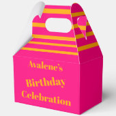 Vet roze en fel Sinaasappel verjaardagsfeest Bedankdoosjes (Voorkant)